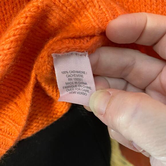 Calypso St. Barth 100% Cashmere Sweater Coral Orange Medium Soft Luxe cozy - Picture 5 of 8